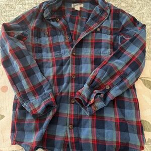 Duluth Trading Co Men's Red and Blue Plaid Shirt